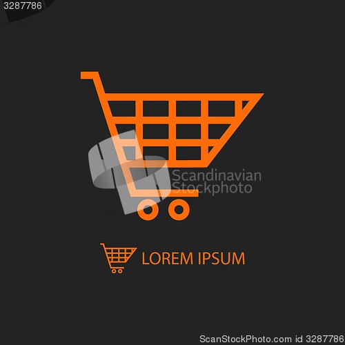 Image of Orange shopping cart on black