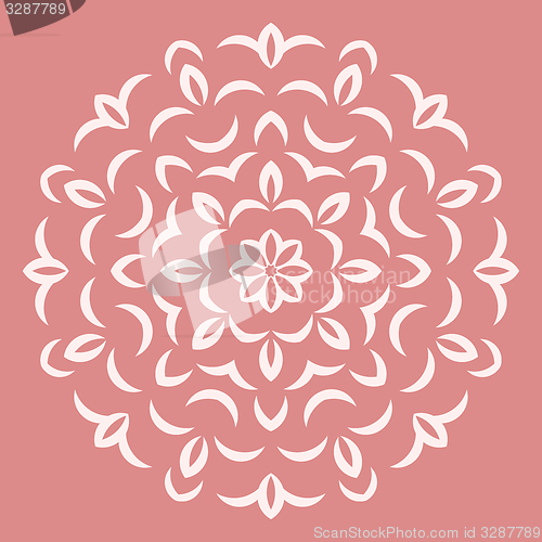 Image of Round white flower pattern on pink background