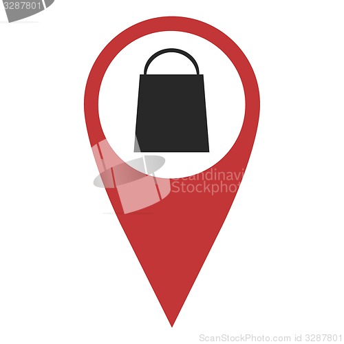 Image of Red geo pin with shopping bag