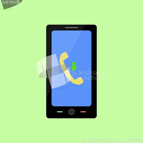 Image of Flat style smart phone with income call