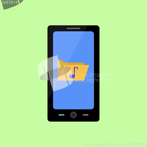 Image of Flat style smart phone with music folder