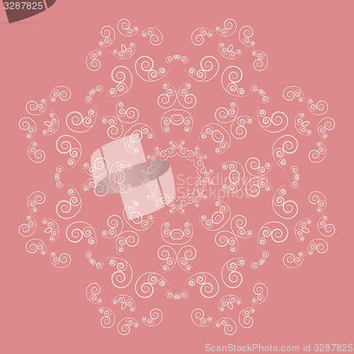 Image of Ornate flower pattern on pink background