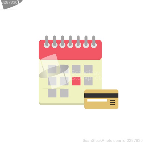 Image of Flat style calendar icon with bank card