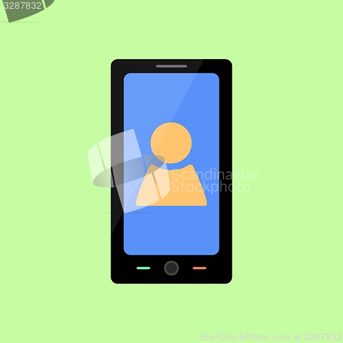 Image of Flat style smart phone with person icon