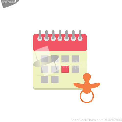 Image of Flat style calendar icon with nipple