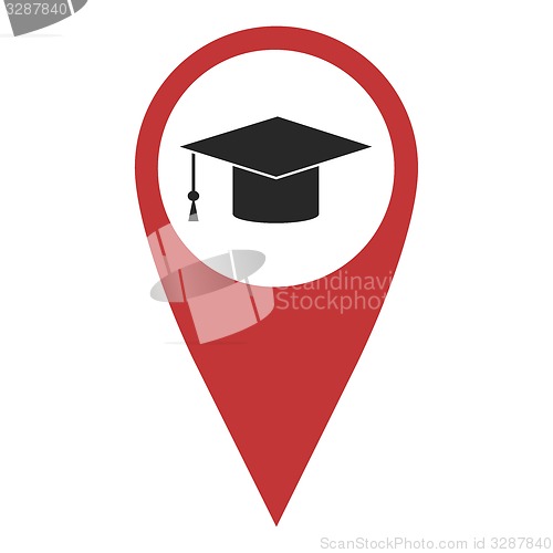 Image of Red geo pin with graduation hat