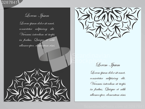 Image of Black and white flyers with ornate flower pattern