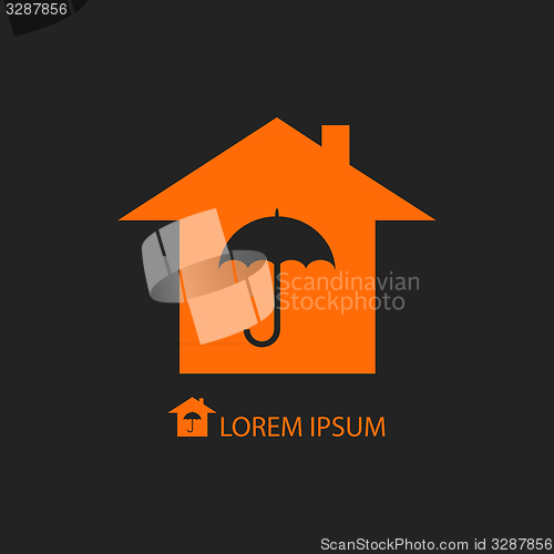 Image of Orange house with umbrella