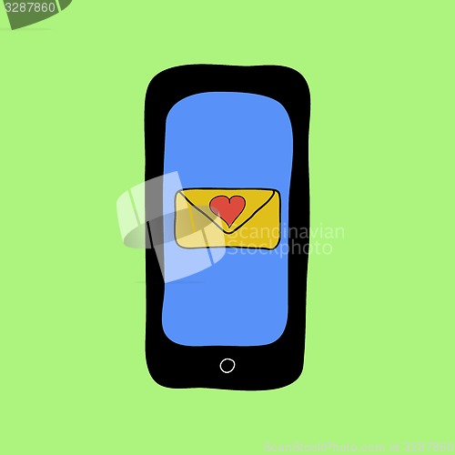 Image of Doodle style phone with love sms