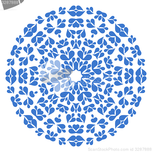 Image of Round blue pattern on white background