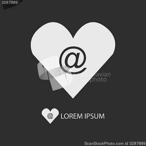 Image of White love mail symbol on dark grey background