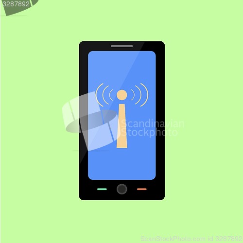 Image of Flat style smart phone with wi-fi sign