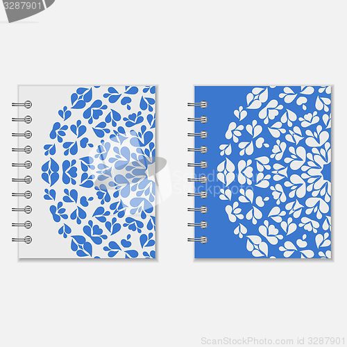 Image of Two blue and white notebook covers design