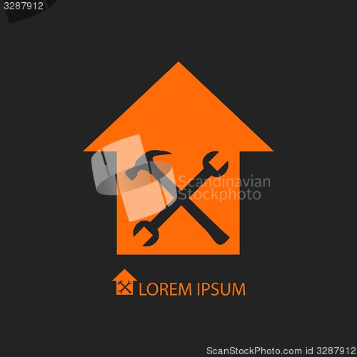 Image of Orange house repair symbol on black