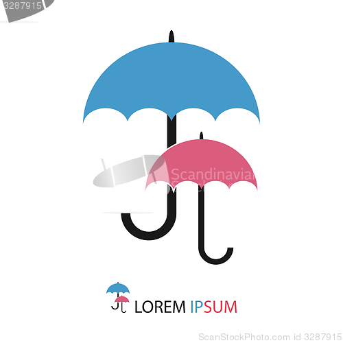 Image of Blue and pink umbrellas as logo