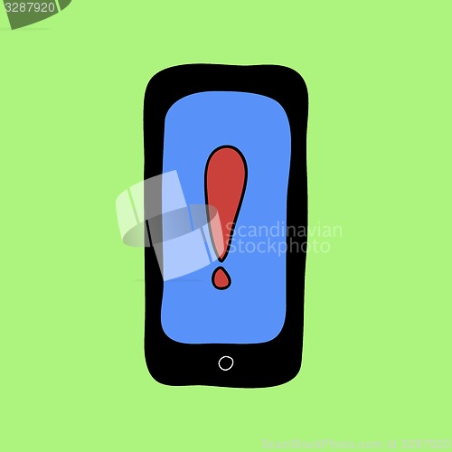 Image of Doodle style phone with warning sign