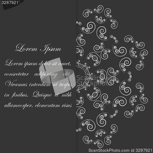 Image of Black and white card design with ornate flower pattern