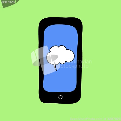 Image of Doodle style phone with speech bubble