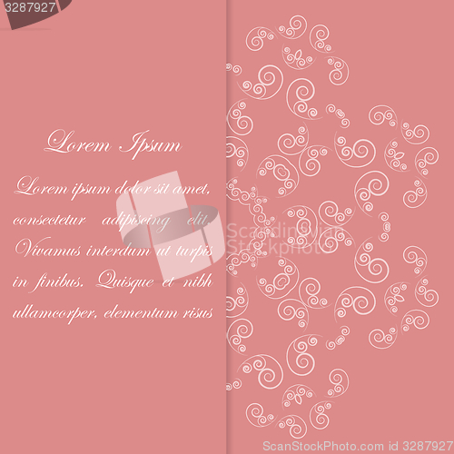 Image of Pink card design with ornate floral pattern