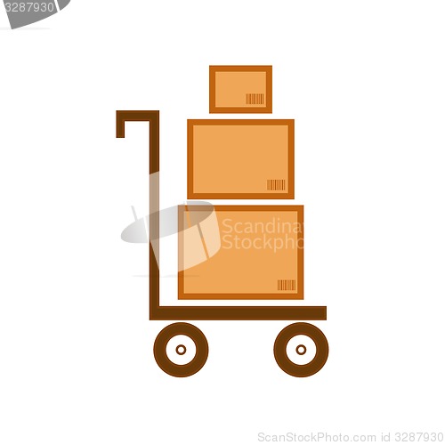 Image of Cart with three boxes as delivery symbol