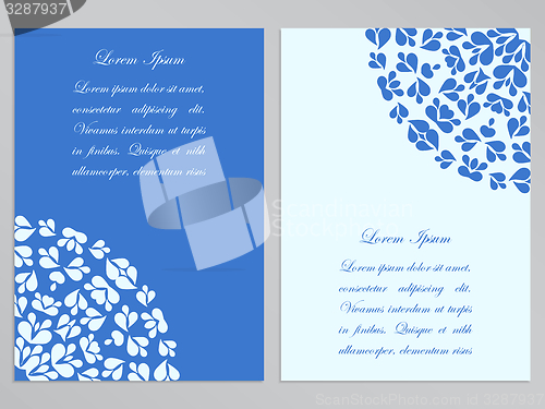 Image of Blue and white flyer design with round pattern