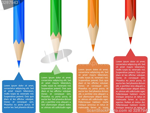 Image of Colorful pencil infographics with tags