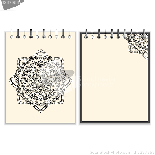 Image of White cover notebook with handmade black pattern