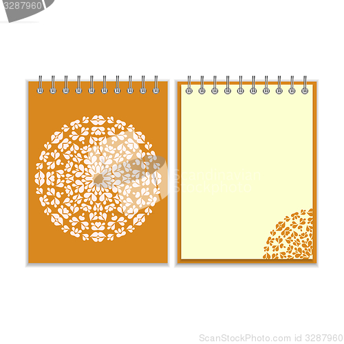 Image of Orange cover notebook with round pattern