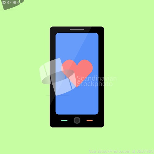 Image of Flat style smart phone with heart