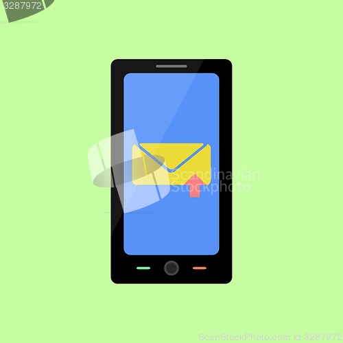 Image of Flat style smart phone with sent message