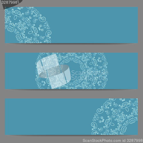 Image of Blue banners with ornate pattern