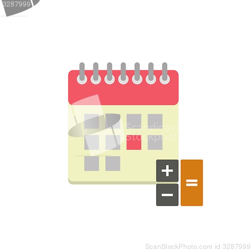 Image of Flat style calendar icon with calculator