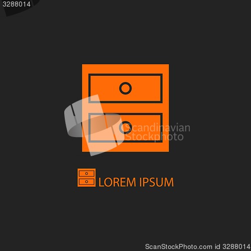 Image of Orange chest of drawers on black background