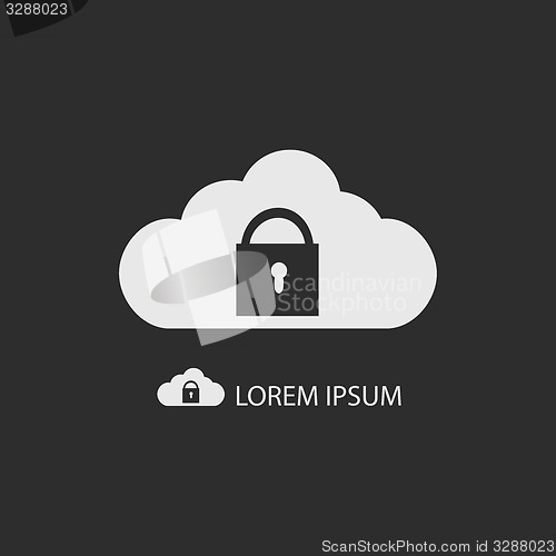 Image of White cloud with lock on dark grey