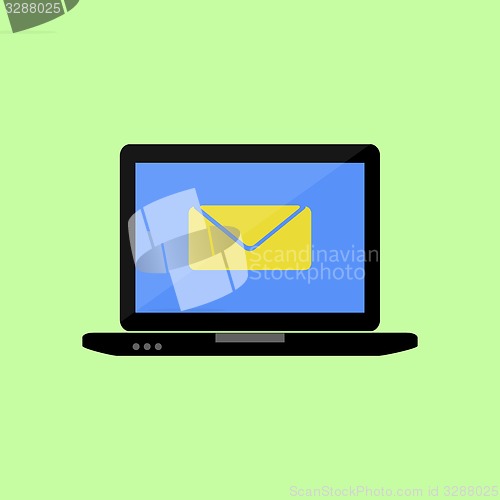 Image of Flat style laptop with mail icon