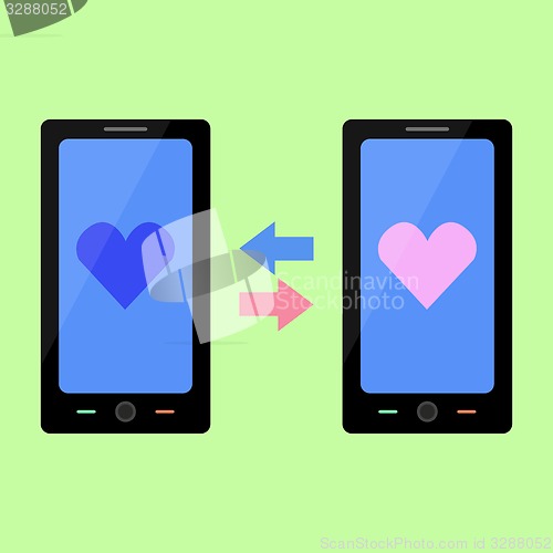 Image of Flat style smart phone with love talk