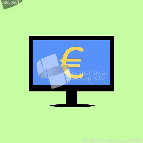 Image of Flat style computer with euro