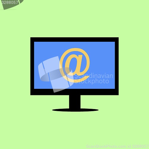 Image of Flat style computer with mail sign