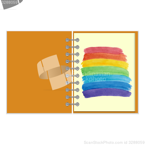 Image of Spiral notebook with watercolor rainbow