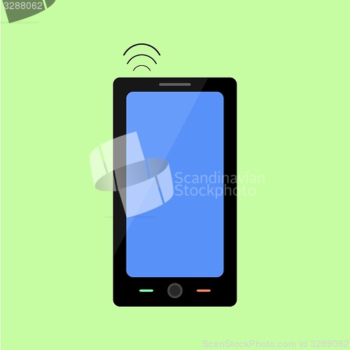 Image of Flat style smart phone with wireless connection