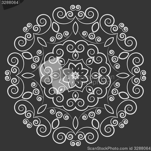 Image of Round lacy vintage pattern on black background