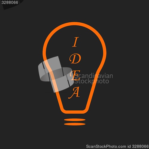 Image of Orange bulb with idea text on black