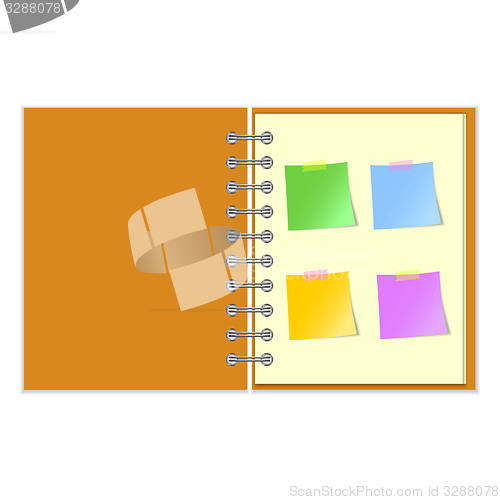 Image of Open notebook with stickers