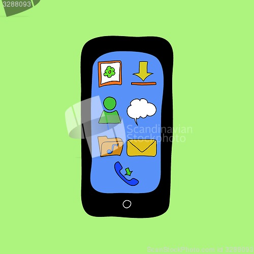 Image of Doodle style phone with apps icons