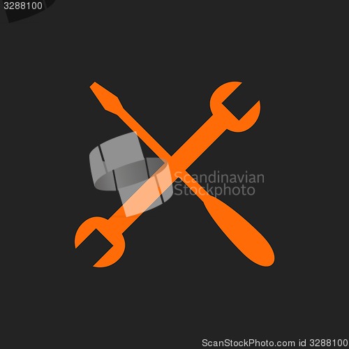 Image of Orange crossed tools on black