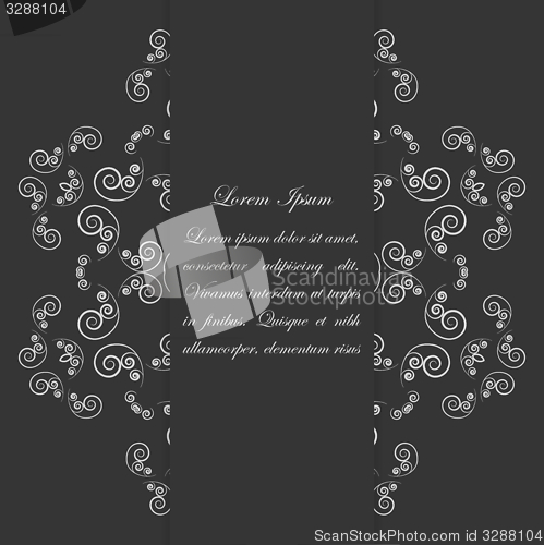 Image of Black and white card design with ornate floral pattern