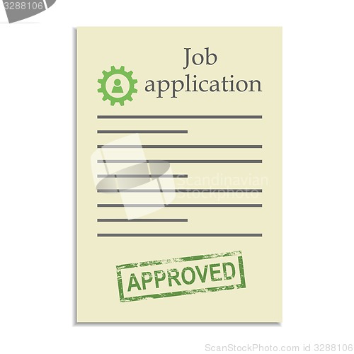 Image of Job application with approved stamp