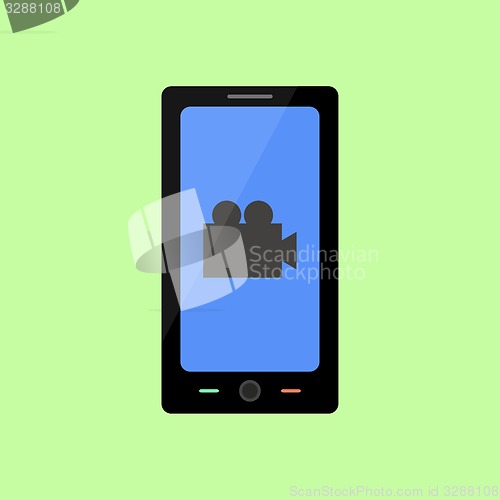 Image of Flat style smart phone with video icon