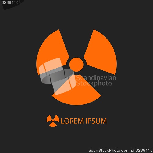 Image of Orange radiation sign on black