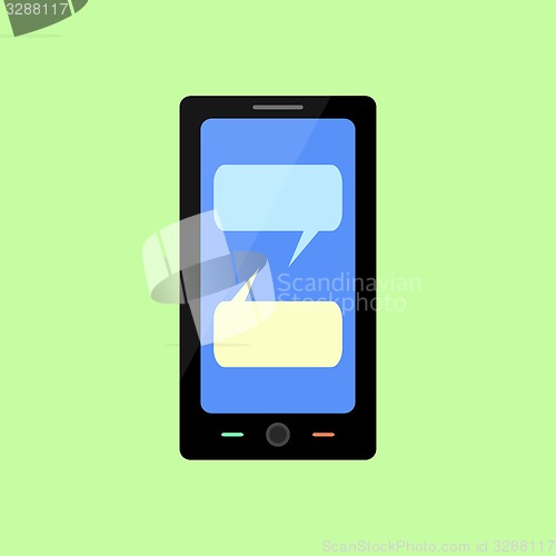 Image of Flat style smart phone with chat bubbles